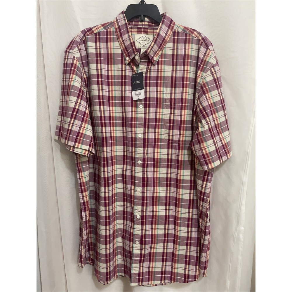 NWT XLT St. Johns Bay Men's Plaid Colors Classic Fit Button Up‎ Comfort Stretch